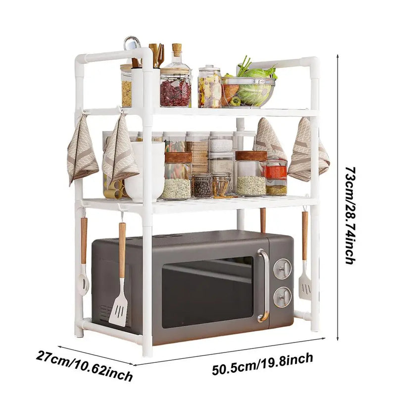 Kitchen Storage Rack Multi-Layer Microwave Rack Adjustable Standing Countertop Condiment Oven Organizer Shelf Kitchen Accessorie