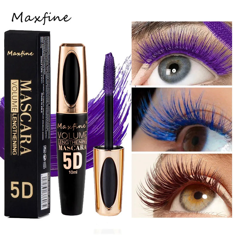 Máscara de pestañas de seda 5D con ojos grandes, contenido y longitud negros fuertes y duraderos, resistente al agua y antiaglomerante, y de duración prolongada.