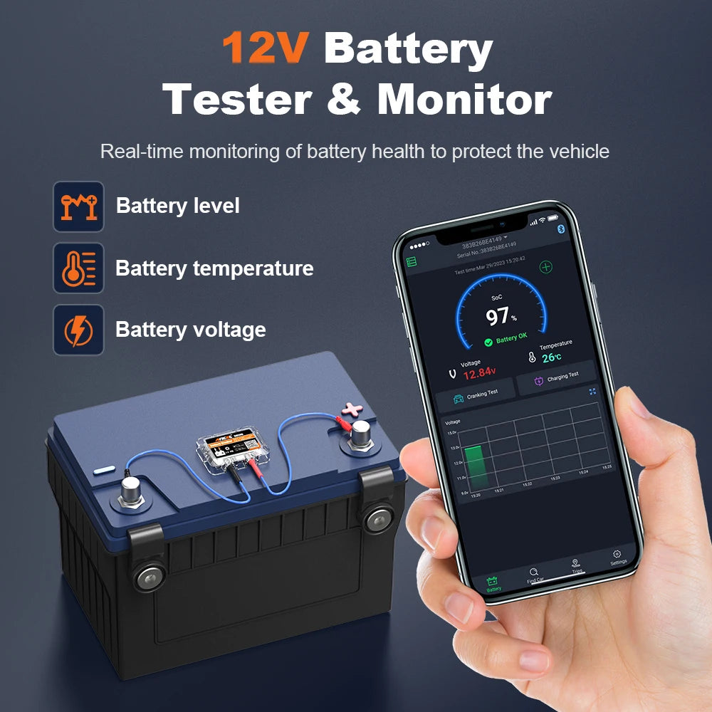 ANCEL BM200 12V Battery Tester Wireless Bluetooth Car Battery Health APP Monitoring Battery Monitor Tools For Android IOS