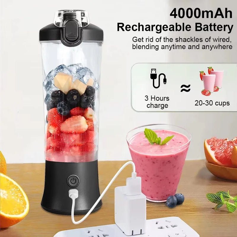 Portable mixer 600ml Household fruit cup smoothie mixer 4000mAh USB rechargeable smoothie mixer personal juicer kitchen tools