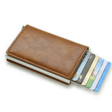 RFID Aluminum Men Wallet Card Holders Purse Carbon Fiber Men Business Slim Thin Smart Wallet Credit Cardholder Case Note Holder