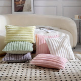 1pc  Plush Decorative Throw Pillow Cover Fuzzy Striped Soft Throw Pillow Covers Cushion Covers for Sofa living room Bedroom