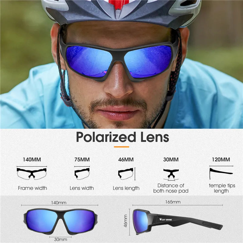 WEST BIKING HD Polarized Cycling Sunglasses UV400 Protection MTB Road Bike Eyewear Men Outdoor Sport Bicycle Fishing Glasses