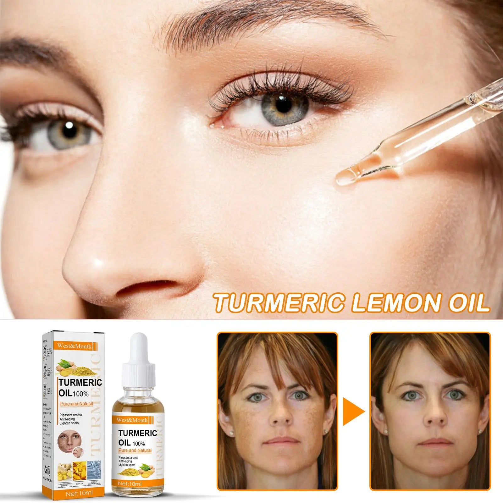 Turmeric Oil Skin Glow To Lightening Acne Dark Patches Acne Bright Skin Dark Spot Corrector Face Whitening Serum product