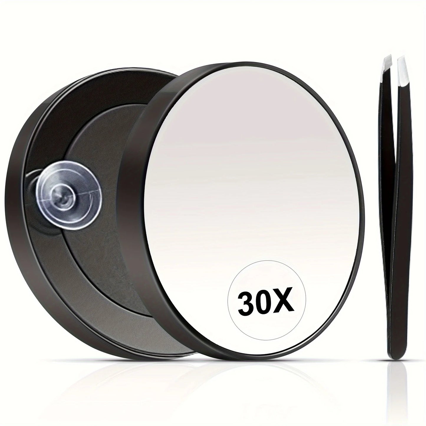 Espejo de aumento 30X, espejo pequeño con ventosa y pinzas, ideal para viajes, espejo compacto.