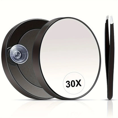Espejo de aumento 30X, espejo pequeño con ventosa y pinzas, ideal para viajes, espejo compacto.