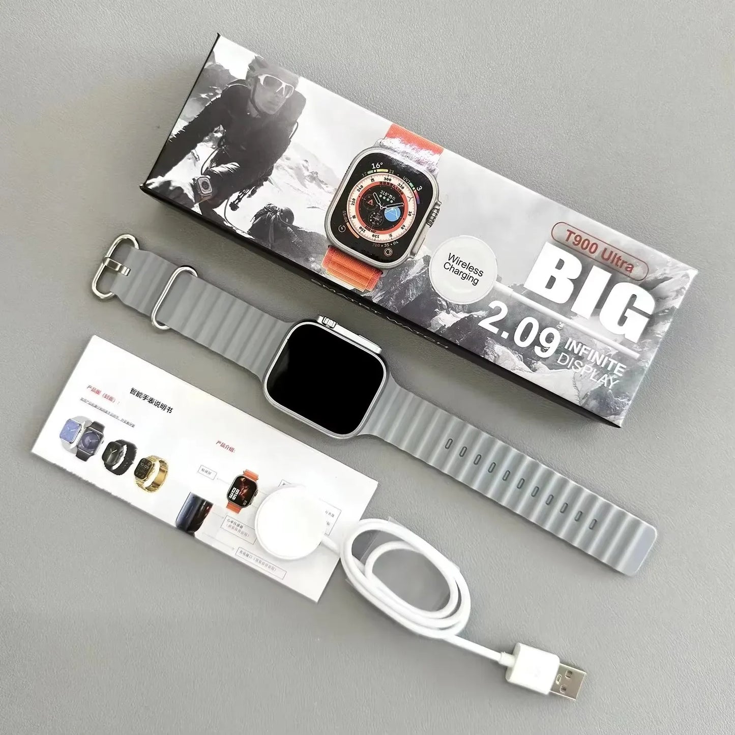 Wholesale T900 Ultra Smart Watch Men 49mm Series 9 AMOLED Screen NFC Compass Waterproof For Apple Watch IWO Ultra 9 Smartwatch
