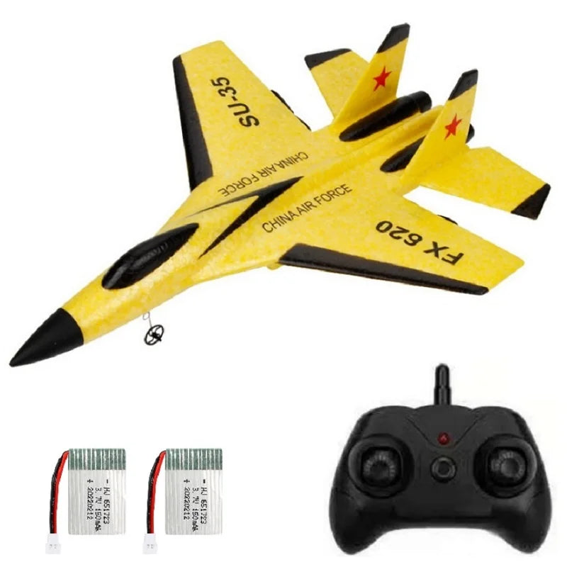 Avión RC SU35 2,4G con luces LED, avión planeador de control remoto FX622, juguete de espuma EPP para niños, regalos