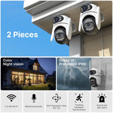 WONSDAR 2pcs Outdoor WIFI IP Camera Smart Home Security Protection PTZ Camera AI Auto Tracking Night Vision Surveillance iCsee