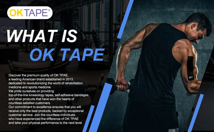 OK TAPE Kinesiology Tape 5CM X 5M Precut, 20 Strips, Latex Free Elastic Athletic Bandage, Gym Fitness Ankle Knee Finger Arm