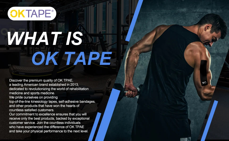 OK TAPE Kinesiology Tape 5CM X 5M Precut, 20 Strips, Latex Free Elastic Athletic Bandage, Gym Fitness Ankle Knee Finger Arm