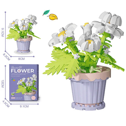 Creative Building Block Bouquet, Eternal Flower Plant Potted Gift, Rose Sunflower Potted Plant, Assembled Building Block Toy