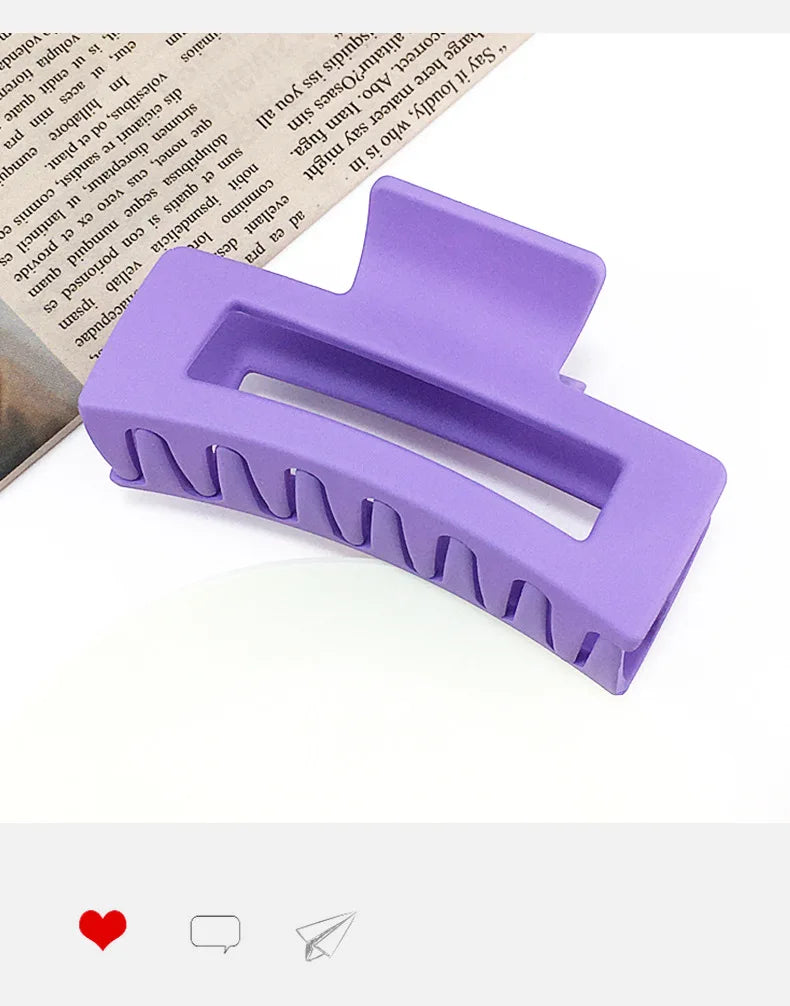 1Pc Ladies Retro Temperament Simple Fashion Frosted Geometric Rectangular Cutout Plastic Hair Accessories Updo Shark Hair Grab
