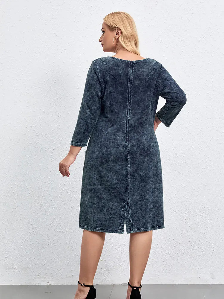 Vestido jeans casual feminino plus size solto ajuste mini vestido várias cores disponíveis