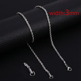 HIYEE Classic Rope Chain Men Necklace Width 2/3/4/5 MM Stainless Steel Figaro Cuban Chain Necklace For Men Women Jewelry