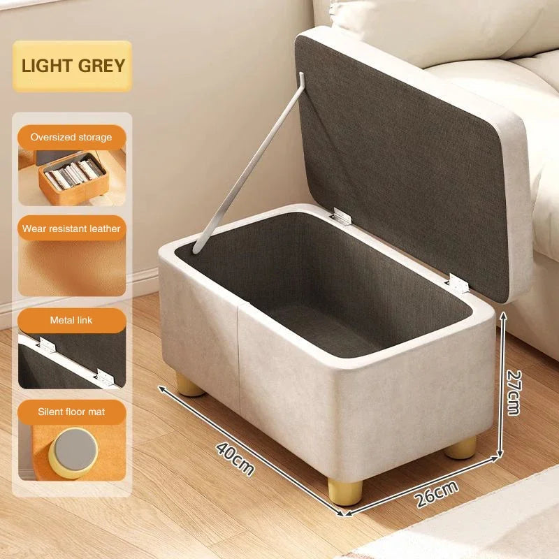 Home Door Shoe Stool, Large Capacity Storage Box, Long Wooden Storage Stool, Living Room Stool, Bathroom Footrest, Furniture