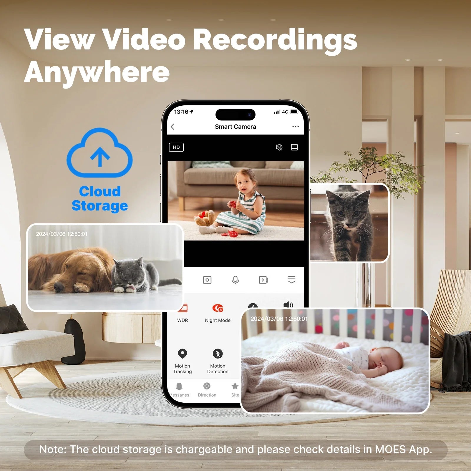 MOESTuya WiFi Indoor Pan/Tilt Smart Security Camera 4MP HD Infrared Night Vision Motion Sound Detection Panoramic Patrol Monitor