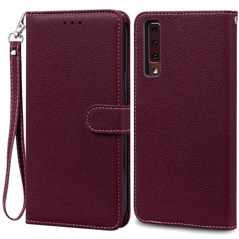Funda de cuero de lujo con tapa para Samsung Galaxy A7 2018 (SM-A750F)