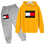 Children's Autumn/Winter Hoodie Creative Color Sweatshirt Top + Pants 2PC Coat Boys Girls Preschool 3-12Y Sunshine Sports Casual Set