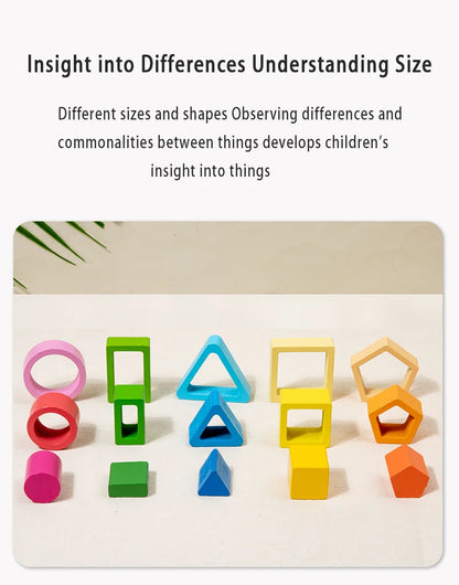 Bloques de desarrollo de inteligencia para bebés, juguetes de madera para combinar en la educación temprana, color y cognición de formas, educación Montessori