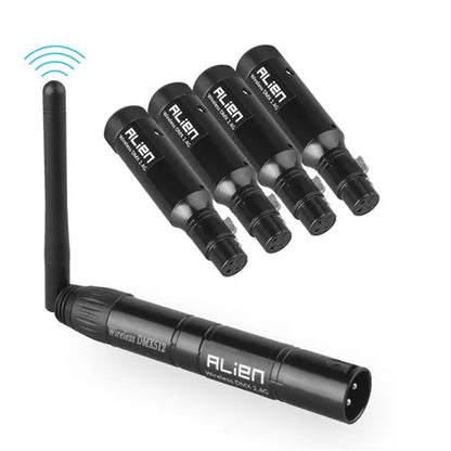 Alien recarregável 2.4g ism sem fio dmx 512 dfi controlador xlr receptor transmissor para discoteca dj festa bar dmx palco par luz