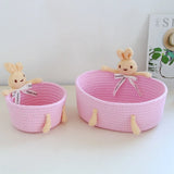 cartoon style weave sundries Storage Baskets household cosmetic hairpin Organize deposit container child toy classification case
