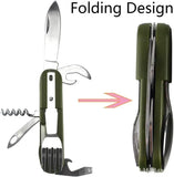 Vajilla multifuncional 7 en 1 para exteriores, herramientas de supervivencia, tenedor plegable de acero inoxidable, cuchara, cuchillo, vajilla para Picnic y acampada