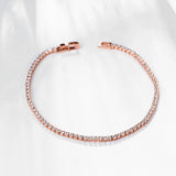 Pulsera de tenis de 16 cm a 19 cm con circonitas de 2 mm, regalo de aniversario, joyería de plata de ley 925 auténtica.