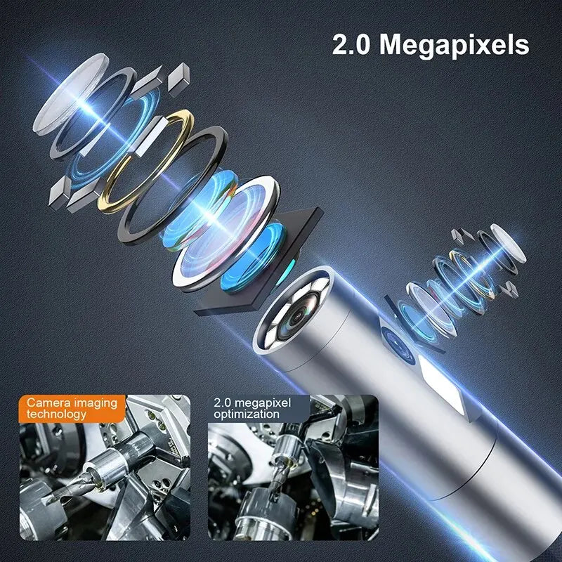 Cámara endoscópica industrial con dirección de 360°, boroscopio de inspección de lente simple y doble, pantalla IPS de 8 mm y 5 pulgadas, 1080P, para tuberías de motor de automóvil.