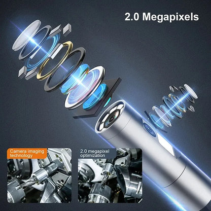 Cámara endoscópica industrial con dirección de 360°, boroscopio de inspección de lente simple y doble, pantalla IPS de 8 mm y 5 pulgadas, 1080P, para tuberías de motor de automóvil.