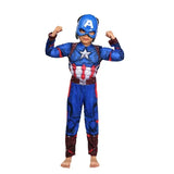 Superhero Captain America Muscle Costume Captain America Muscle Cosplay Jumpsuit Shield Christmas Carnival Party Costume for Kid