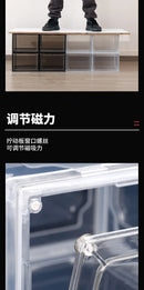 Caja de zapatos de acrílico transparente, tamaño 48, grande, gruesa, antioxidante, apertura frontal, apertura lateral, caja de zapatos AJ con succión magnética