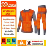 Winter Thermal Heated Jacket Men Vest Heated Underwear Men's Ski Suit USB Electric Heating Clothing Fleece Thermal Long Johns