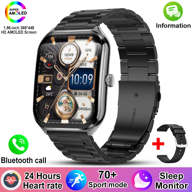 New For OPPO Ultra Thin Smart Watch Men Woman 1.96" HD AMOLED 70+Sports Mode Health Monitor Bluetooth Call Waterproof Smartwatch