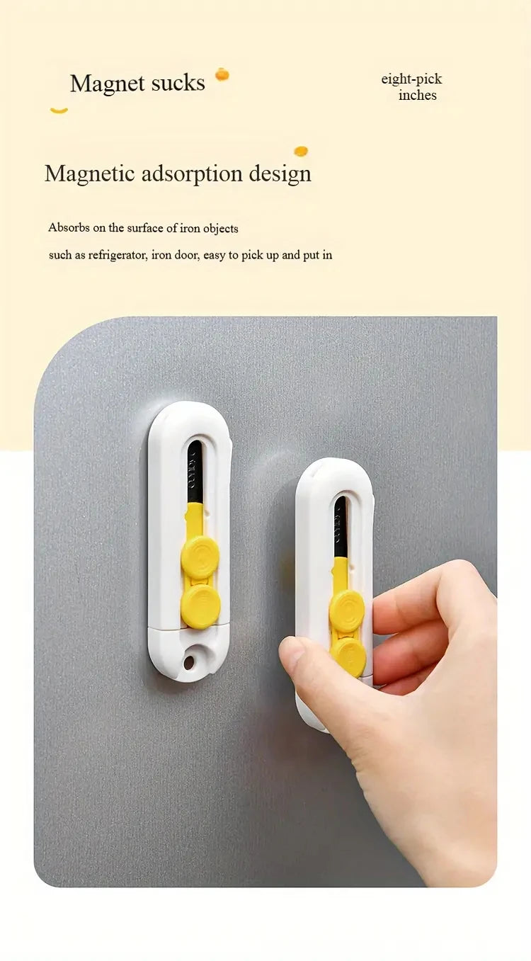 1pc, magnetic mini box cutter Portable box cutter Letter opener and paper cutter Retractable blade Durable ABS material mini box