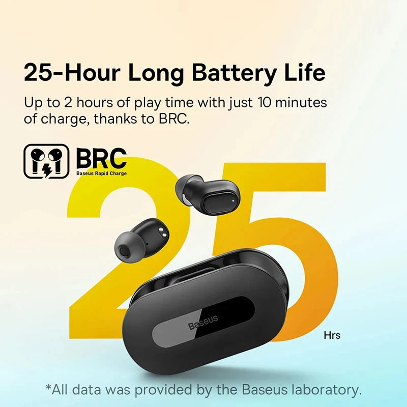Auriculares inalámbricos Baseus Bowie EZ10 con Bluetooth 5.3, carga rápida, 0,06 pulgadas, baja latencia, miniauriculares deportivos de alta fidelidad.