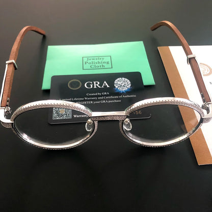 New Moissanite Glasses S925 Silver Wood Body Real Diamond Glasses For Women Men Luxurious Jewelry Pass Tester With GRA Free Ship