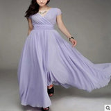 2026 Women's V Neck Short Sleeve Evening Party Dress Temperament Solid Colour Long Cocktail Chiffon High Waist Summer Dresses