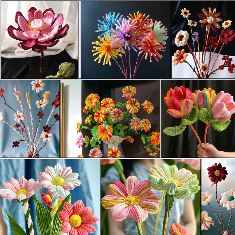 100pcs Chenille Stems Toys DIY Strips Twist Bar Anvil Wire Craft Pipe Creative Hobby Children Plush Stick Chenille Sticks