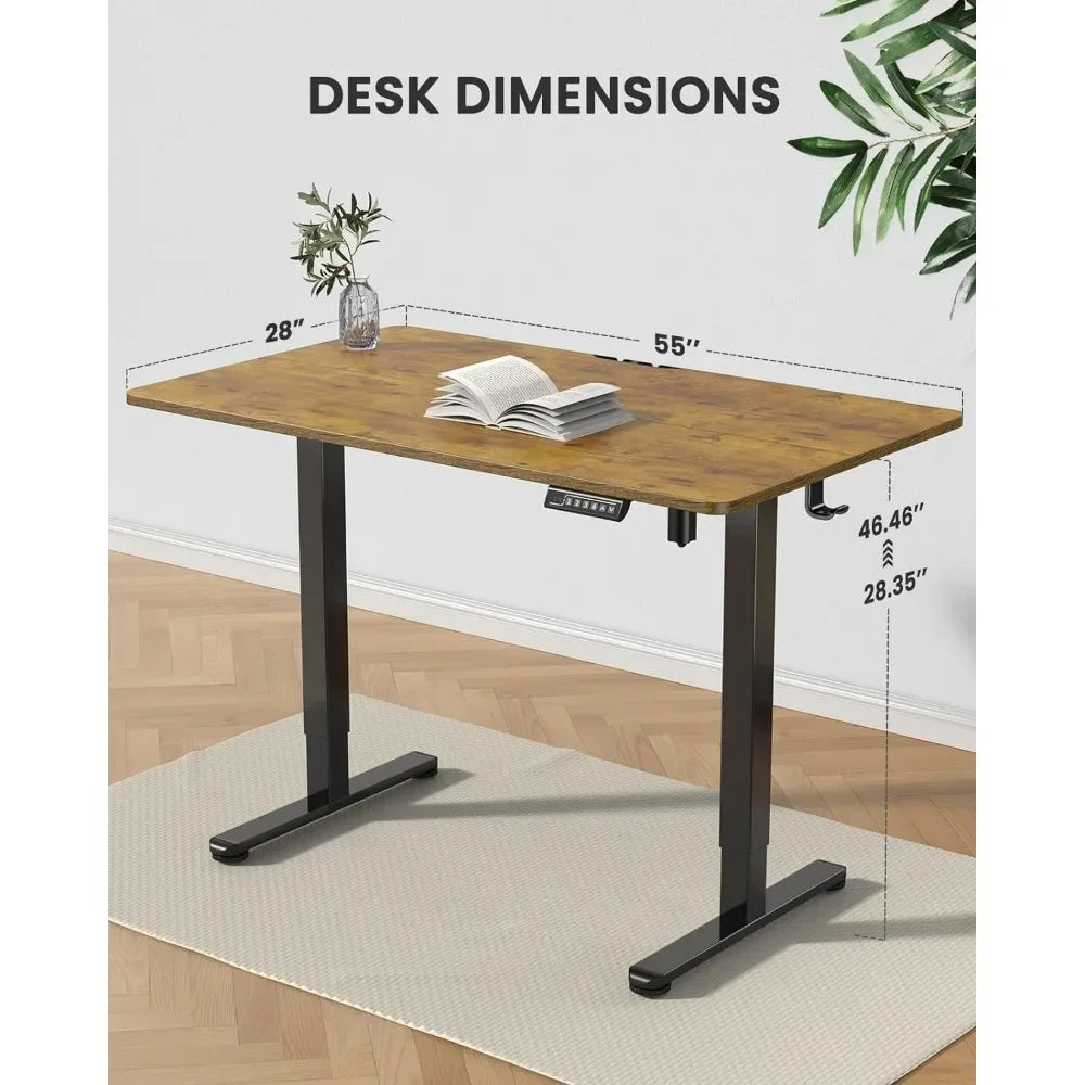 ad Height Adjustable Electric Standing Desk, 55 x 28 Inches Sit Stand up Desk, Memory Computer Home Office Desk