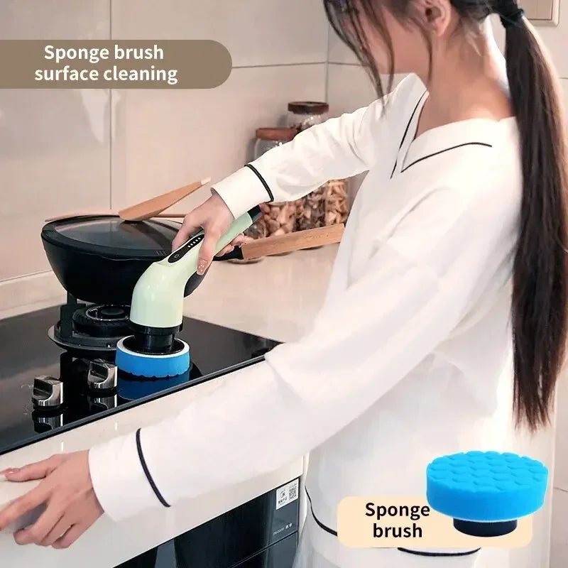 Cepillo de limpieza eléctrico inalámbrico para baño, ventana, cocina, automóvil, multifuncional, máquina de limpieza giratoria para el hogar.