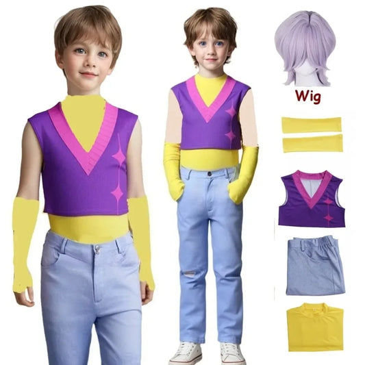 Saja Boys Mystery Cosplay Costume KPop Mystery Purple Wig Men Halloween Carnival Party Role Playing Suit Outfit For Kids