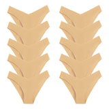 WarmSteps – Kit com 10 calcinhas femininas sem costura, em tecido "seda gelada" (ice silk), modelo com corte em V, tamanhos XS a L.