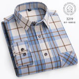 Men Fashion Long Sleeve Brushed Flannel Shirt Single Pocket Comfortable 100% Cotton Casual Slim Fit Button-down Plaid Shirts 8XL