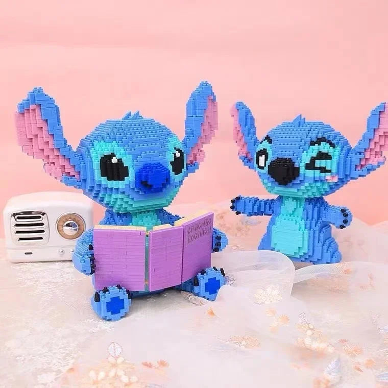 Anime Stitch Building Blocks Angel Scrump Guitar Holding Book Stitch Model Assembled Toys Children's DIY Mini Brick Figure