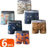 1/3/6 Pcs Boys Boxer Briefs Sets 2025 New Kids Cotton Underwear Boy Underpants Teenager Dinosaur Print Soft Children Panties