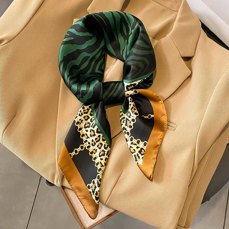 2024 Horse Print Female Silk Neck Scarf Square Hair Scarves Foulard Head Band Shawls Wraps Neckerchief Bandana Women