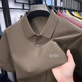 Cotton100% Men's Summer High Quality Short Sleeves Polo Shirt Lapel Button Letter Printing T-Shirt Business Leisure Men Clothing