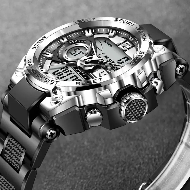 Reloj militar LIGE para hombre, digital, resistente al agua hasta 50 m, LED, de cuarzo, deportivo, grande, Masculino