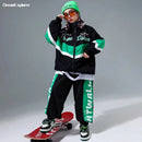 Hip Hop Girls Contrast Bomber Jacket Sport Pants Boys Street Dance Coat Streetwear Kids Jazz Clothes Set Children School Uniform